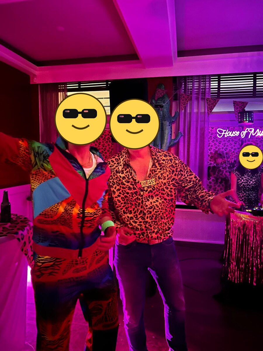School party guests in leopard-print outfits after selling tickets with Zoticket